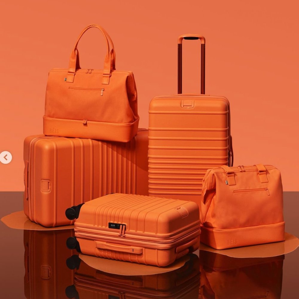 BEIS orange creamsicle piece luggage set